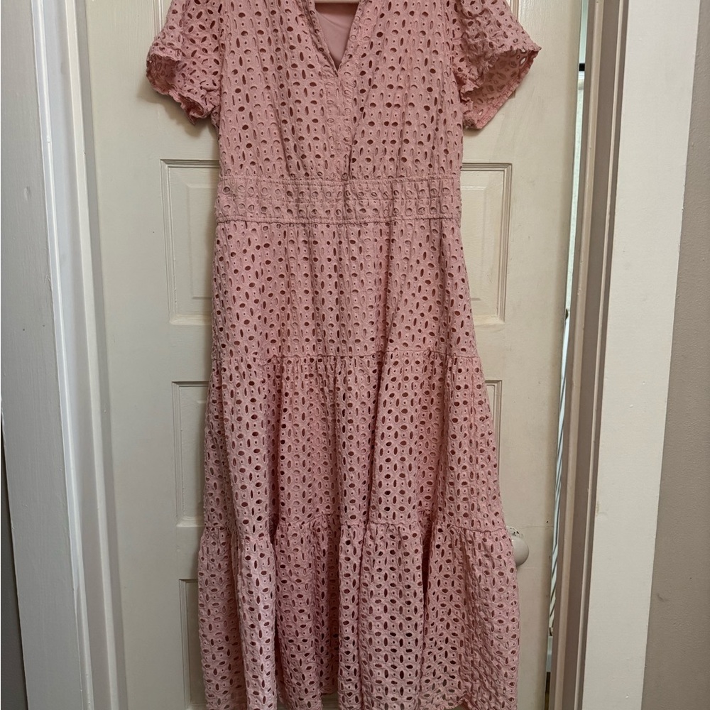 Elegant Pink Eyelet Dress